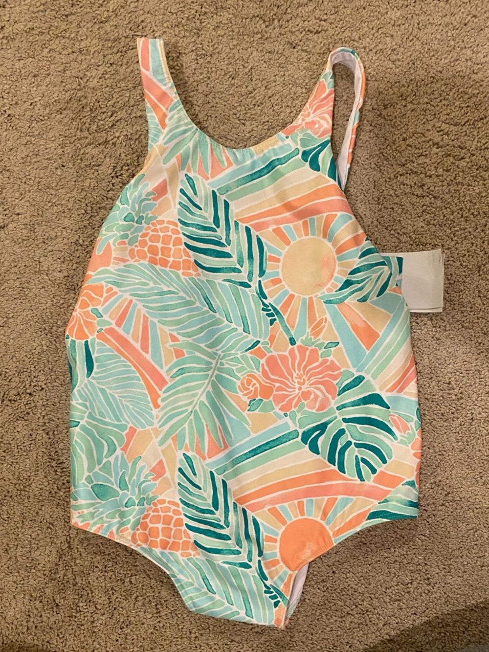 Kenny Flowers Kids Tropical One-Piece Swimsuit - Coral, Teal & Cream